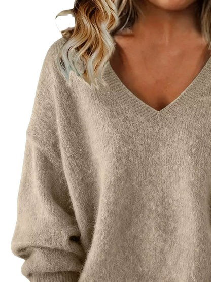 Women's V-Neck Dropped-Shoulder Sweater