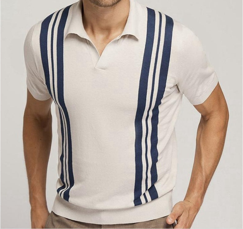 The Apricot Breeze Striped Polo – Casual Summer Style