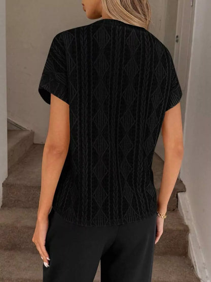 Women's Diamond-Pattern Round-Neck Top
