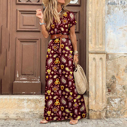 Vestido bohemio de flores con escote en V y estilo moderno