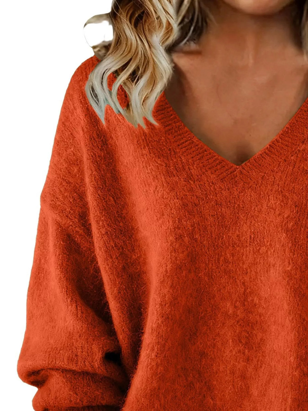 Women's V-Neck Dropped-Shoulder Sweater
