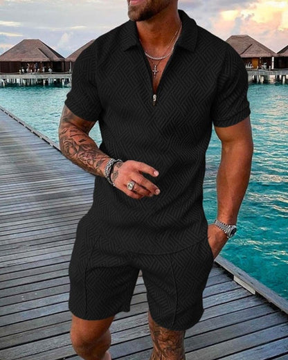 New Men's Summer Short Sleeve Shorts Casual Suit