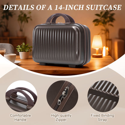 ABS Spinner Wheel Luggage Set with Cosmetic Case - Brown