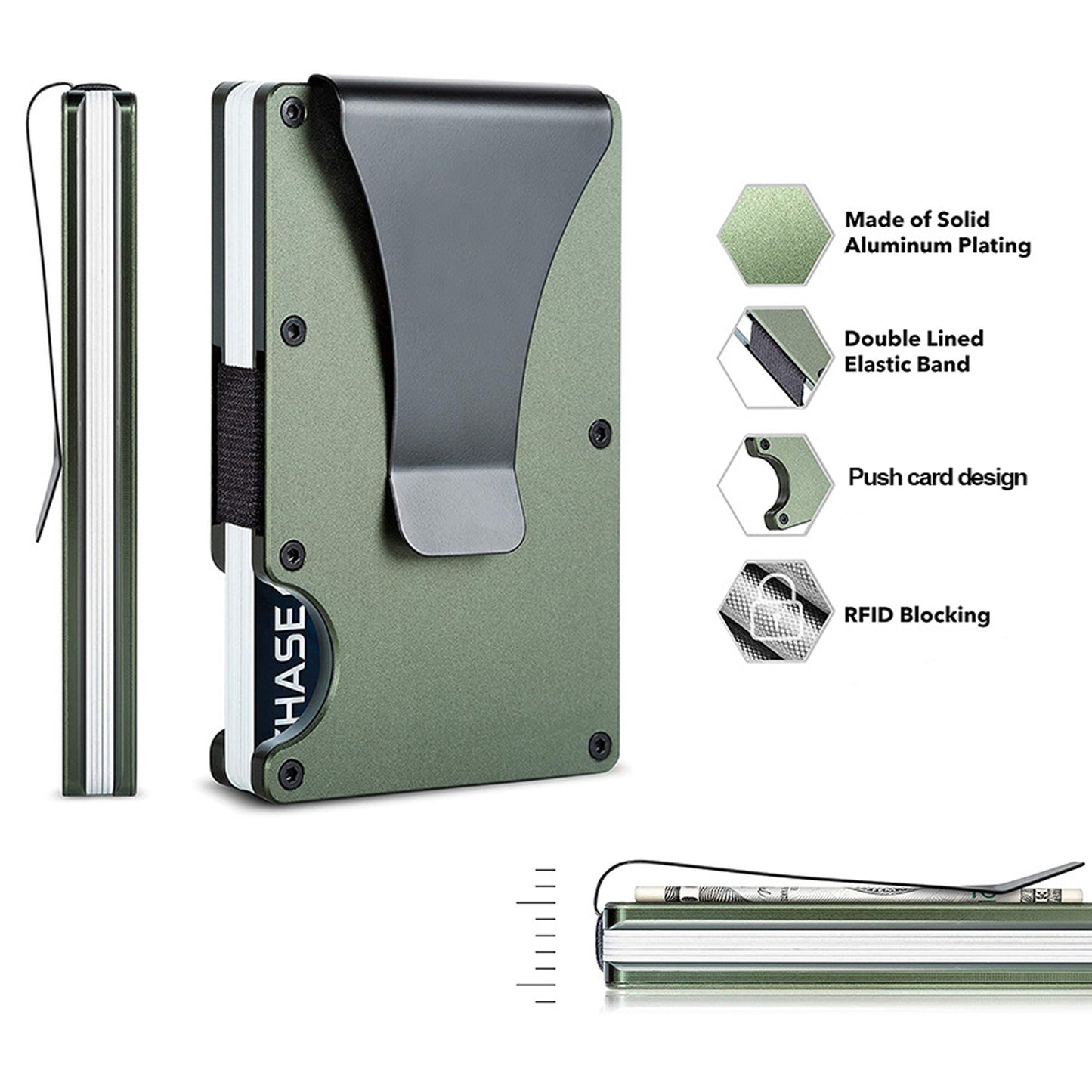 Metal Money Clip Wallet Rfid Credit Card Holder for Men Women