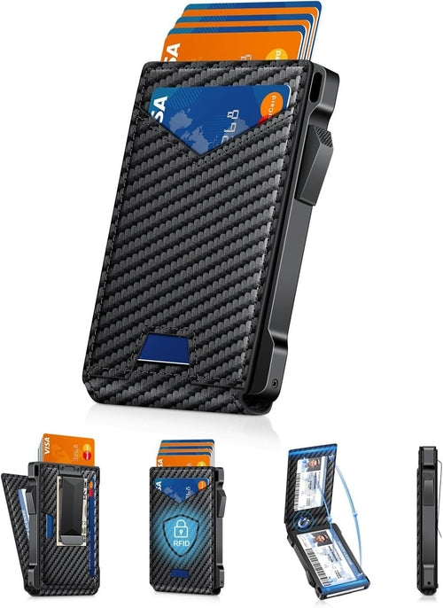 Wallet for Men RFID Wallet with 2 ID Windows & Money Clip, Slim Pop Up