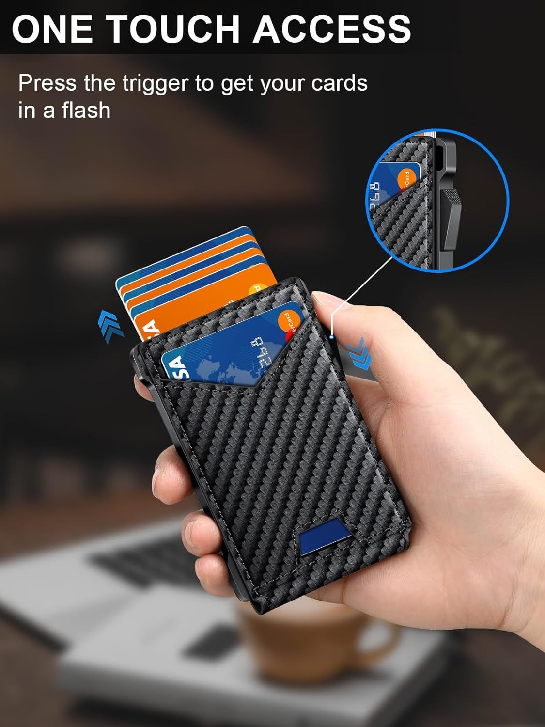 Wallet for Men RFID Wallet with 2 ID Windows & Money Clip, Slim Pop Up