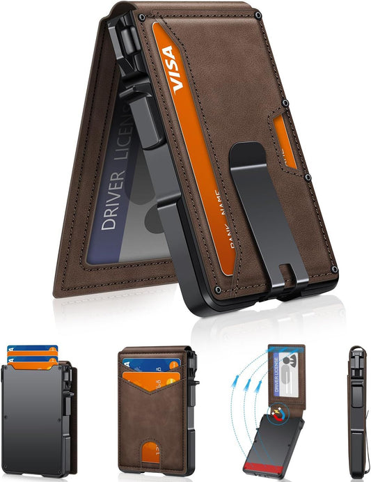 Wallet for Men, Mens Minimalist Wallet 9-13 Cards, Slim Compact Wallet