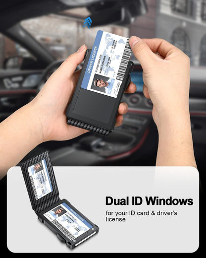 Wallet for Men RFID Wallet with 2 ID Windows & Money Clip, Slim Pop Up