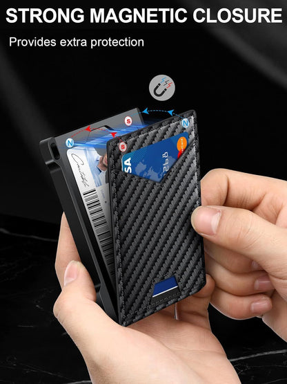 Wallet for Men RFID Wallet with 2 ID Windows & Money Clip, Slim Pop Up