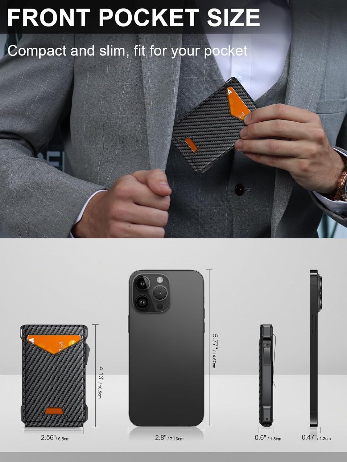 Wallet for Men RFID Wallet with 2 ID Windows & Money Clip, Slim Pop Up