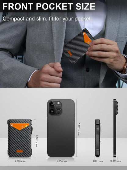 Wallet for Men RFID Wallet with 2 ID Windows & Money Clip, Slim Pop Up