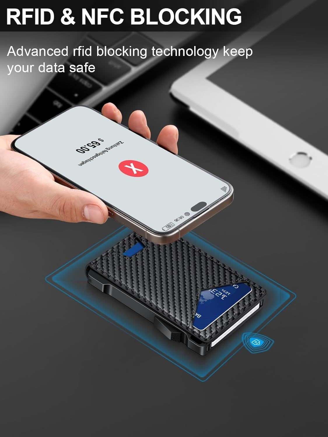 Wallet for Men RFID Wallet with 2 ID Windows & Money Clip, Slim Pop Up