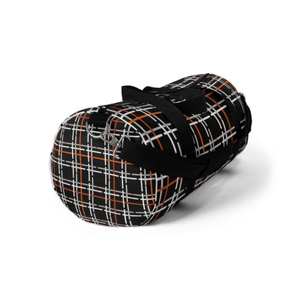 Custom-Print Carry-On Duffel – Black & Orange Plaid