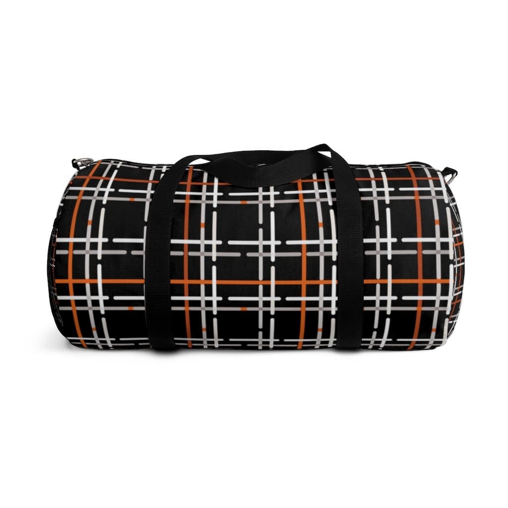 Custom-Print Carry-On Duffel – Black & Orange Plaid