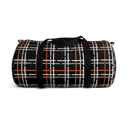Custom-Print Carry-On Duffel – Black & Orange Plaid