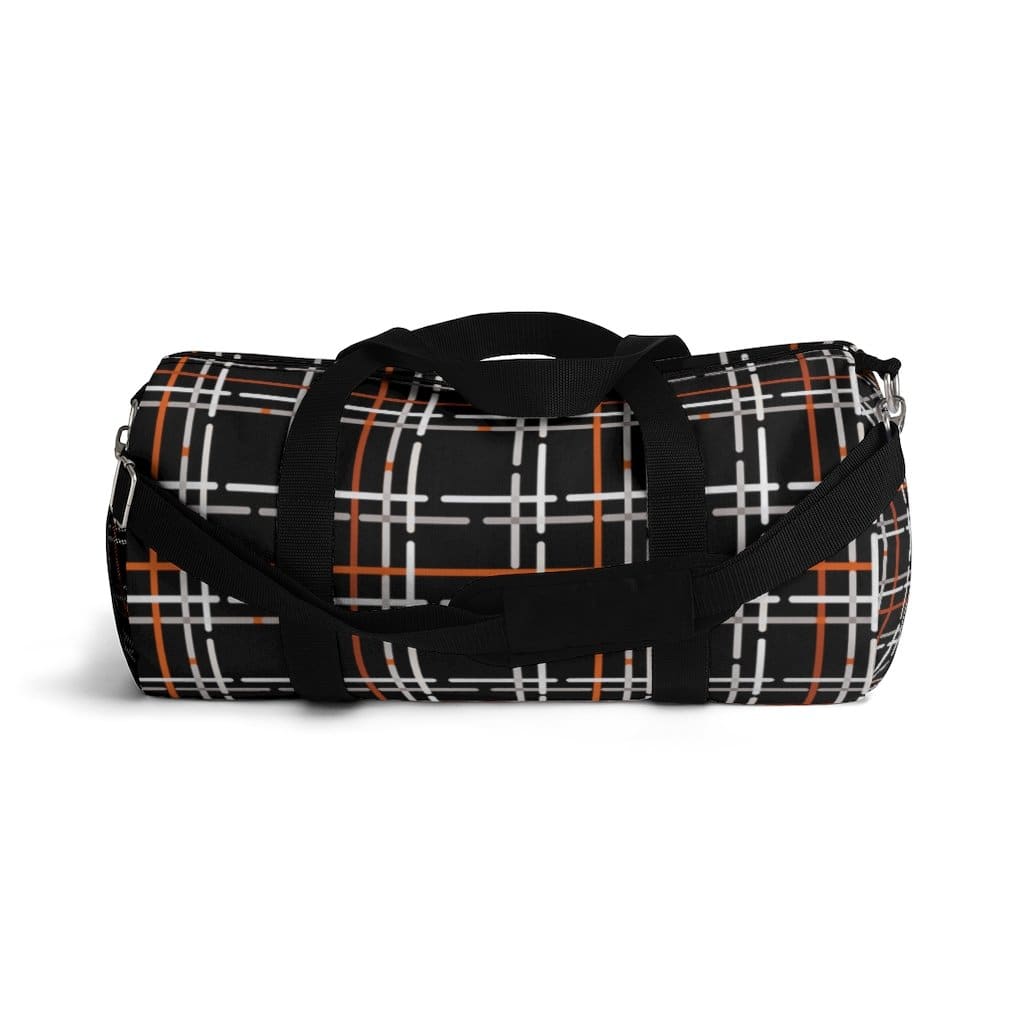 Custom-Print Carry-On Duffel – Black & Orange Plaid