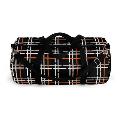 Custom-Print Carry-On Duffel – Black & Orange Plaid