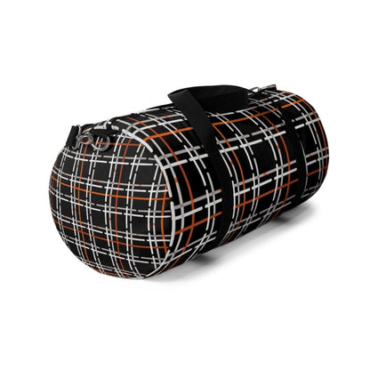 Custom-Print Carry-On Duffel – Black & Orange Plaid