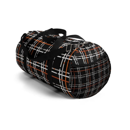 Custom-Print Carry-On Duffel – Black & Orange Plaid