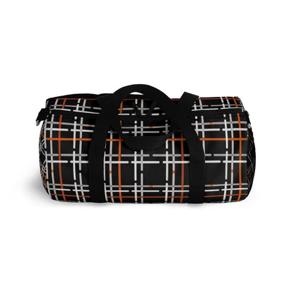 Custom-Print Carry-On Duffel – Black & Orange Plaid