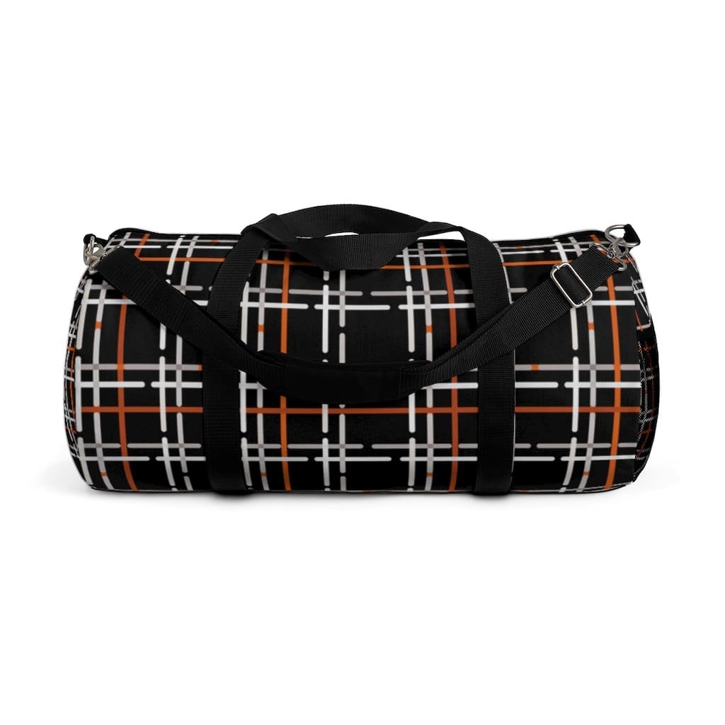 Custom-Print Carry-On Duffel – Black & Orange Plaid