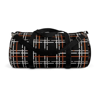 Custom-Print Carry-On Duffel – Black & Orange Plaid