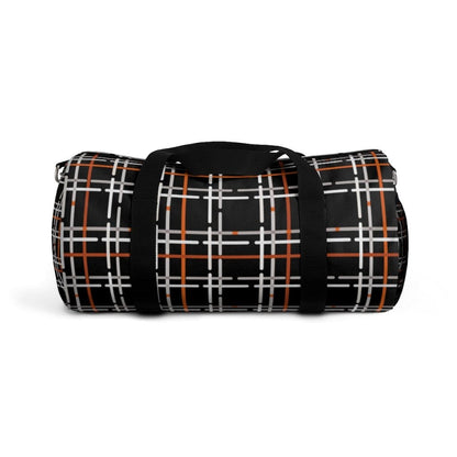 Custom-Print Carry-On Duffel – Black & Orange Plaid