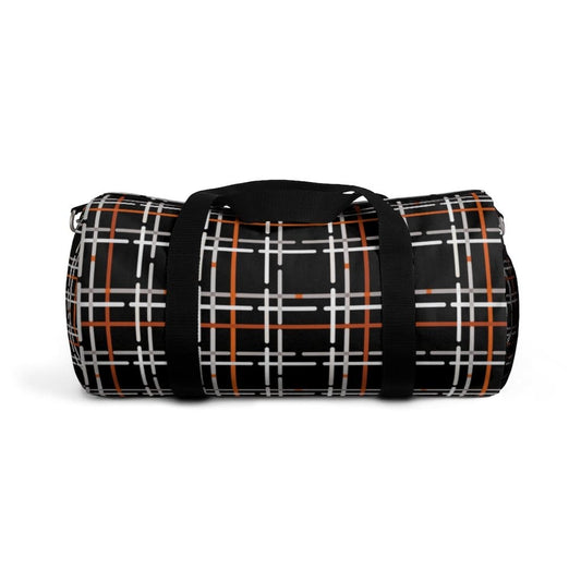 Custom-Print Carry-On Duffel – Black & Orange Plaid