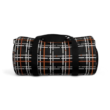Custom-Print Carry-On Duffel – Black & Orange Plaid