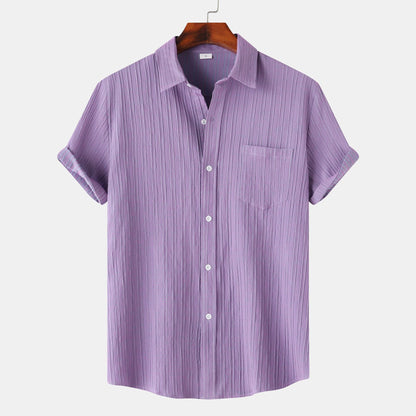 Chemise à manches courtes et col polo de couleur unie pour hommes