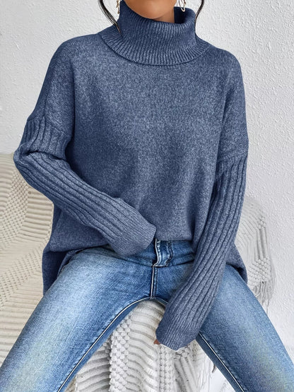 Women's High-Low Turtleneck Sweater