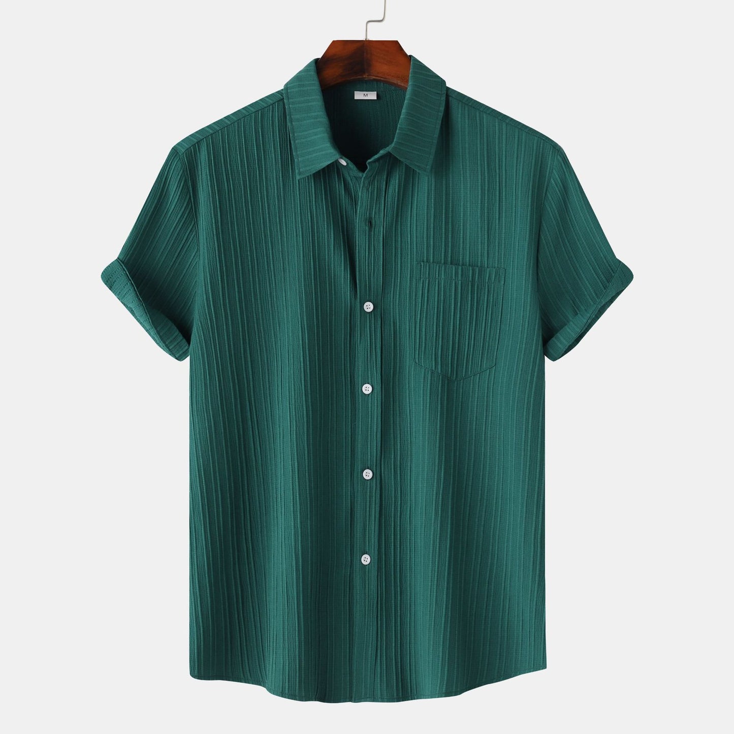 Chemise à manches courtes et col polo de couleur unie pour hommes