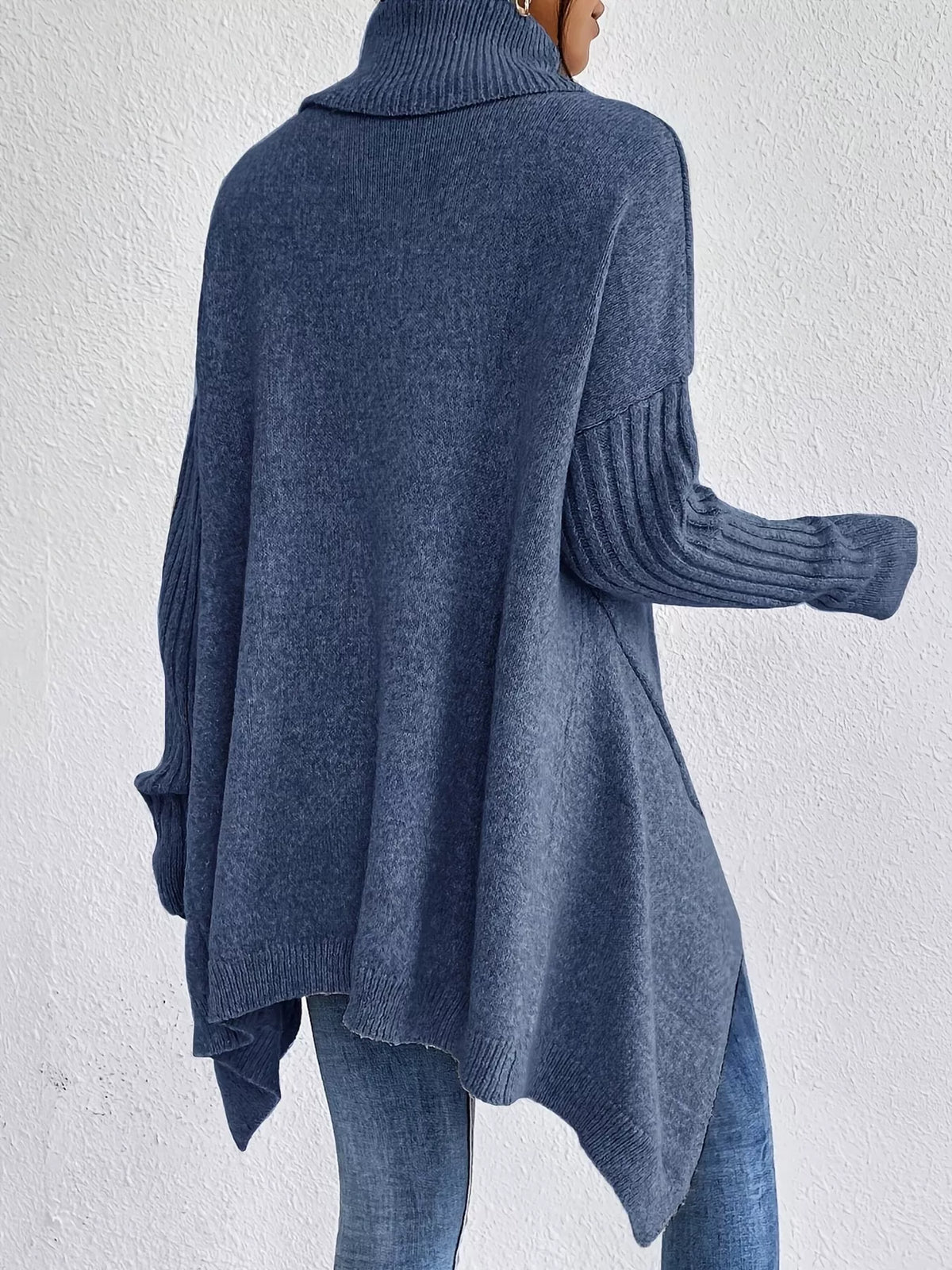 Women's High-Low Turtleneck Sweater