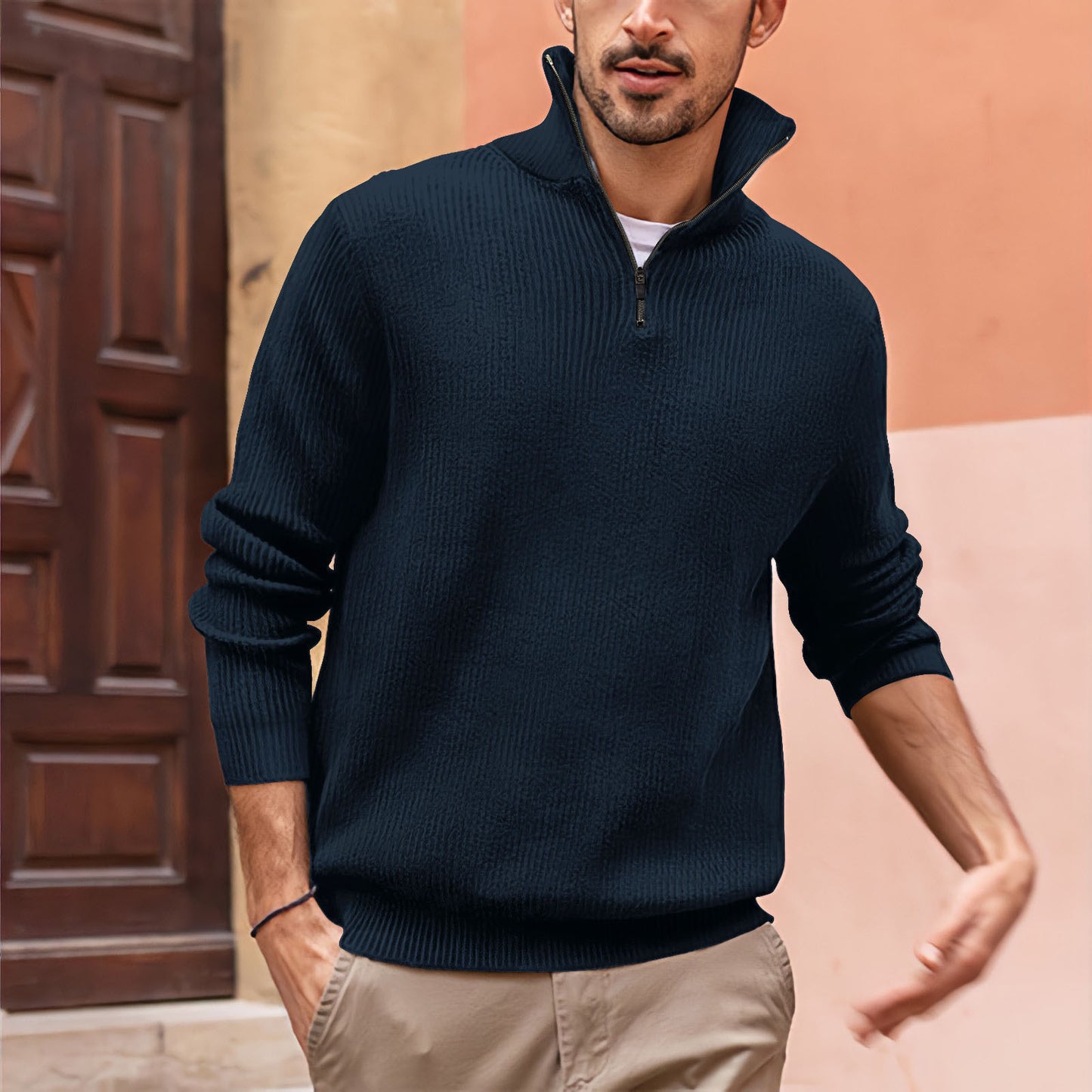 The Zip-Up High Neck Polo – Modern Comfort with a Twist