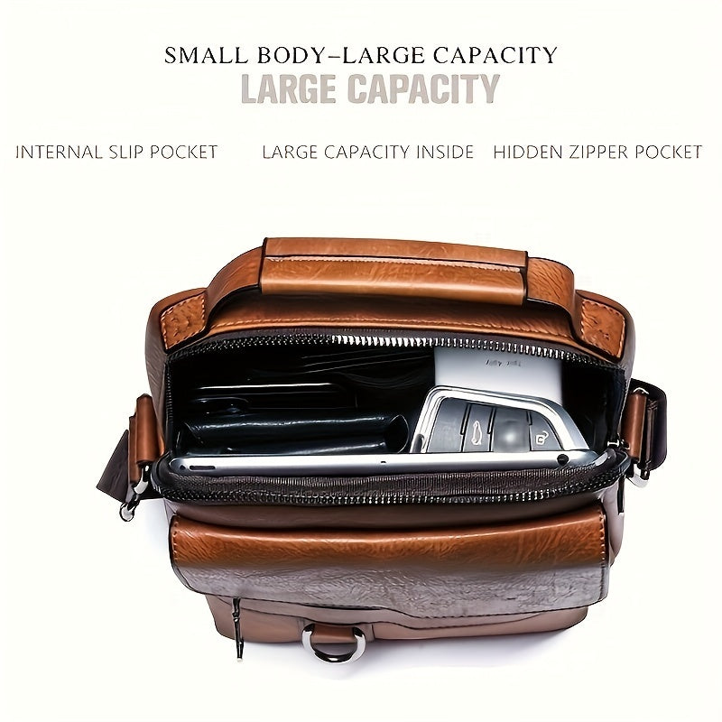 Men's Leather Crossbody Messenger Bag