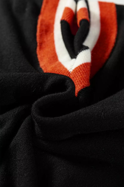 Women's V-Neck Varsity Sweater with Striped Trim
