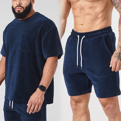 Men's Workout Exercise T-shirt Shorts Suit