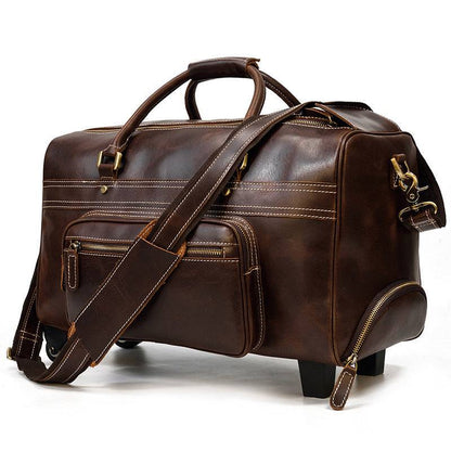  Executive Leather Travel Luggage rolling