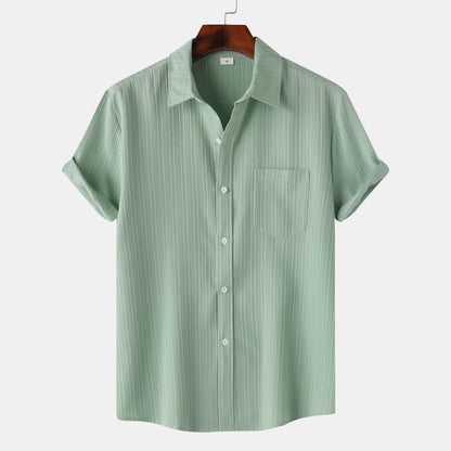 Chemise à manches courtes et col polo de couleur unie pour hommes