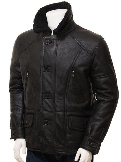 Martin Jackets Boehmer Men's Black Leather Shearling Jacket