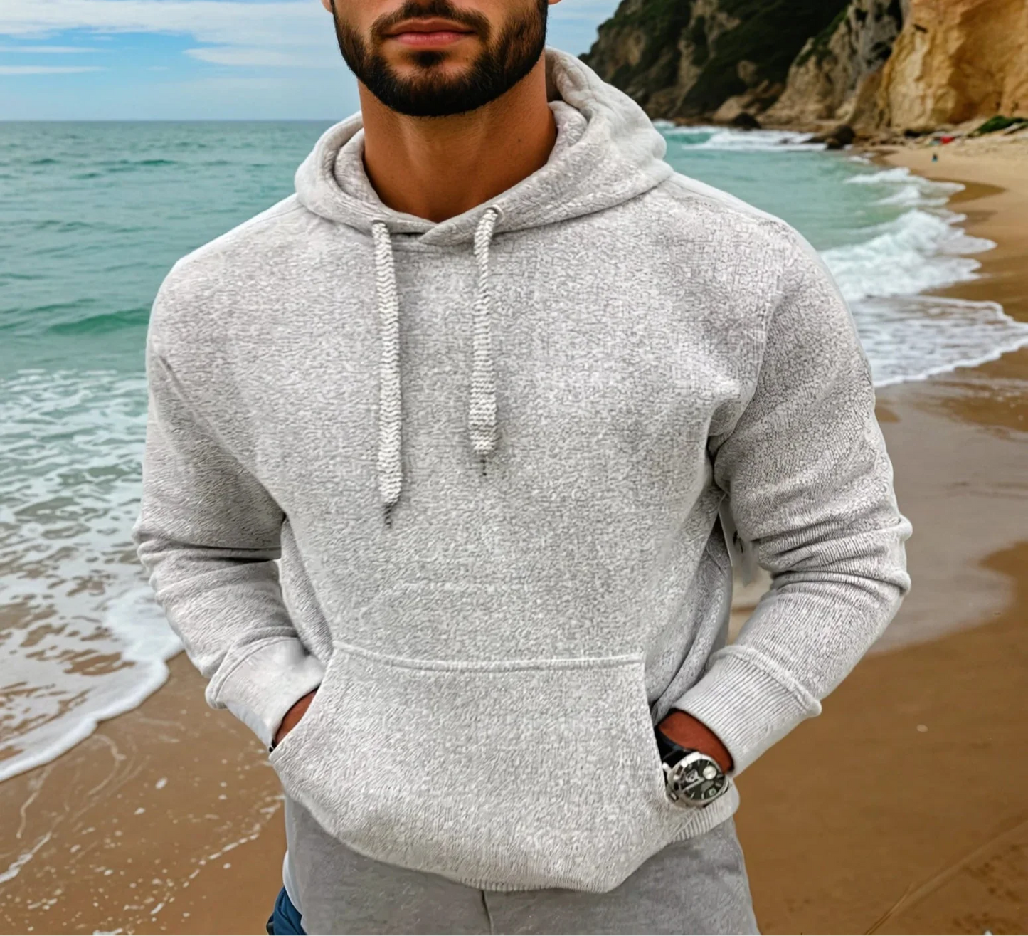 Half Moon Hoodie (Heather Pepper White)