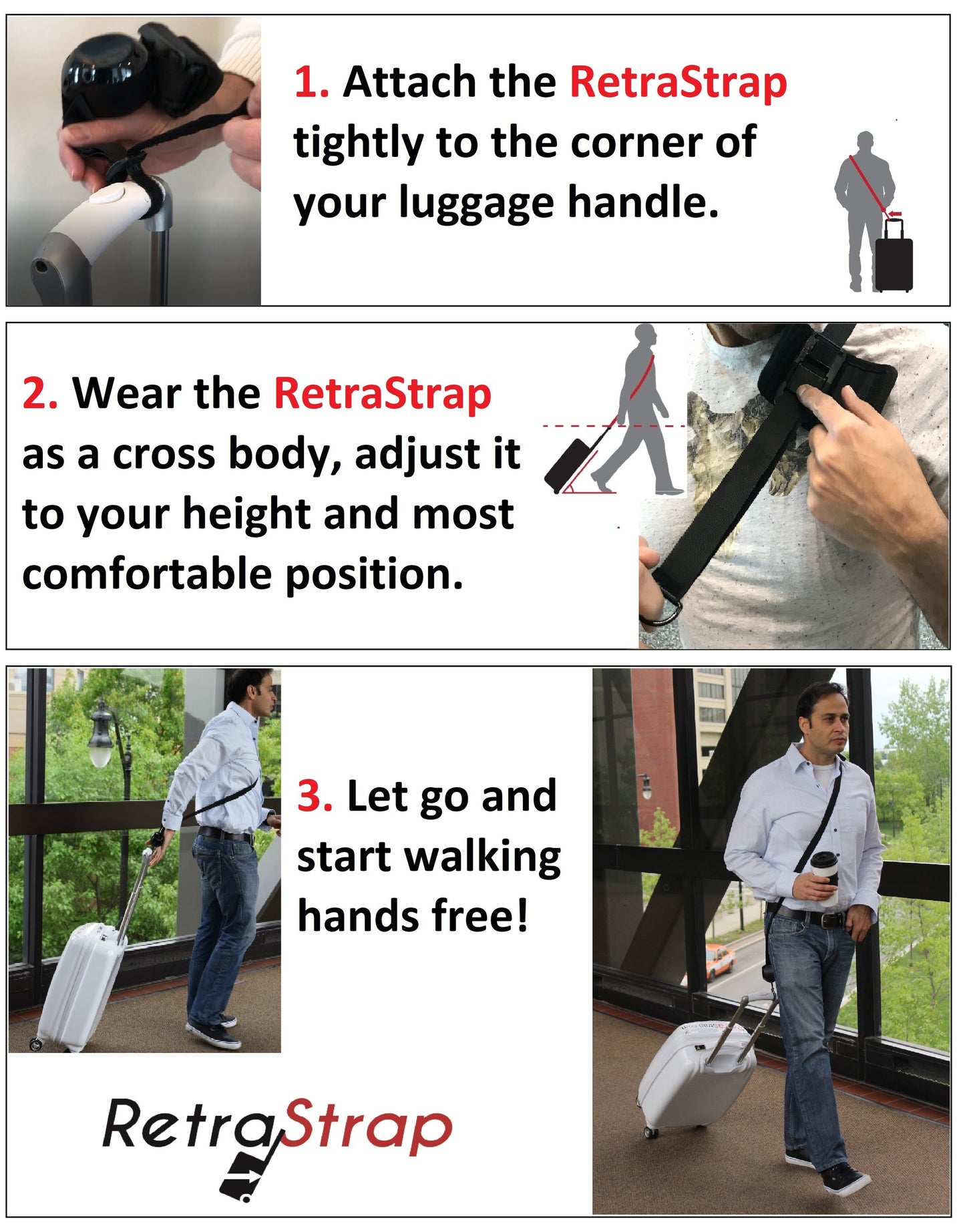 RetraStrap Hands-Free Carry-On Attachment – Anti-Theft Luggage Strap