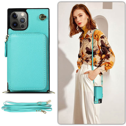 iPhone Zipper Wallet Case with Crossbody Strap – 6 Card Slots