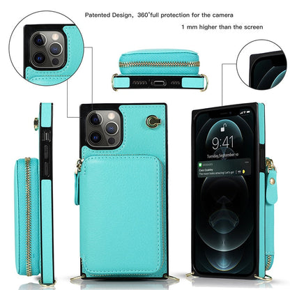 iPhone Zipper Wallet Case with Crossbody Strap – 6 Card Slots