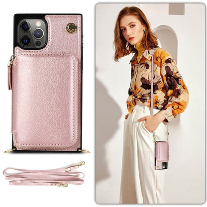 iPhone Zipper Wallet Case with Crossbody Strap – 6 Card Slots