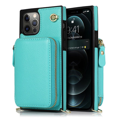 iPhone Zipper Wallet Case with Crossbody Strap – 6 Card Slots