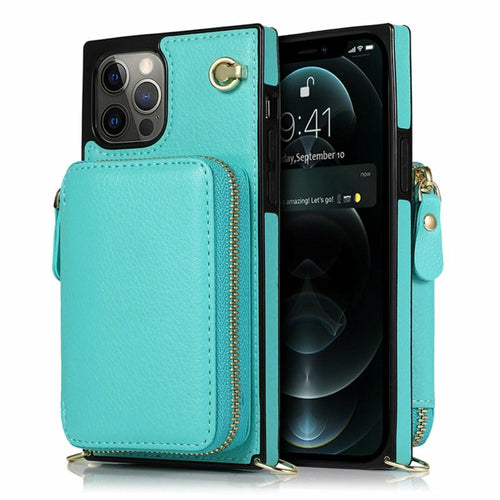 iPhone Zipper Wallet Case with Crossbody Strap – 6 Card Slots