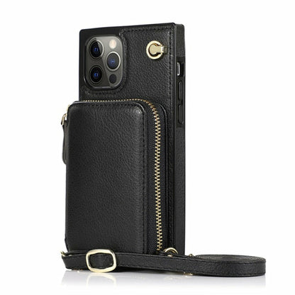 iPhone Zipper Wallet Case with Crossbody Strap – 6 Card Slots