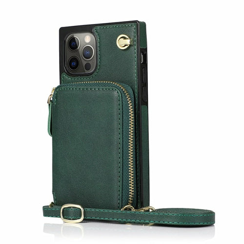 iPhone Zipper Wallet Case with Crossbody Strap – 6 Card Slots