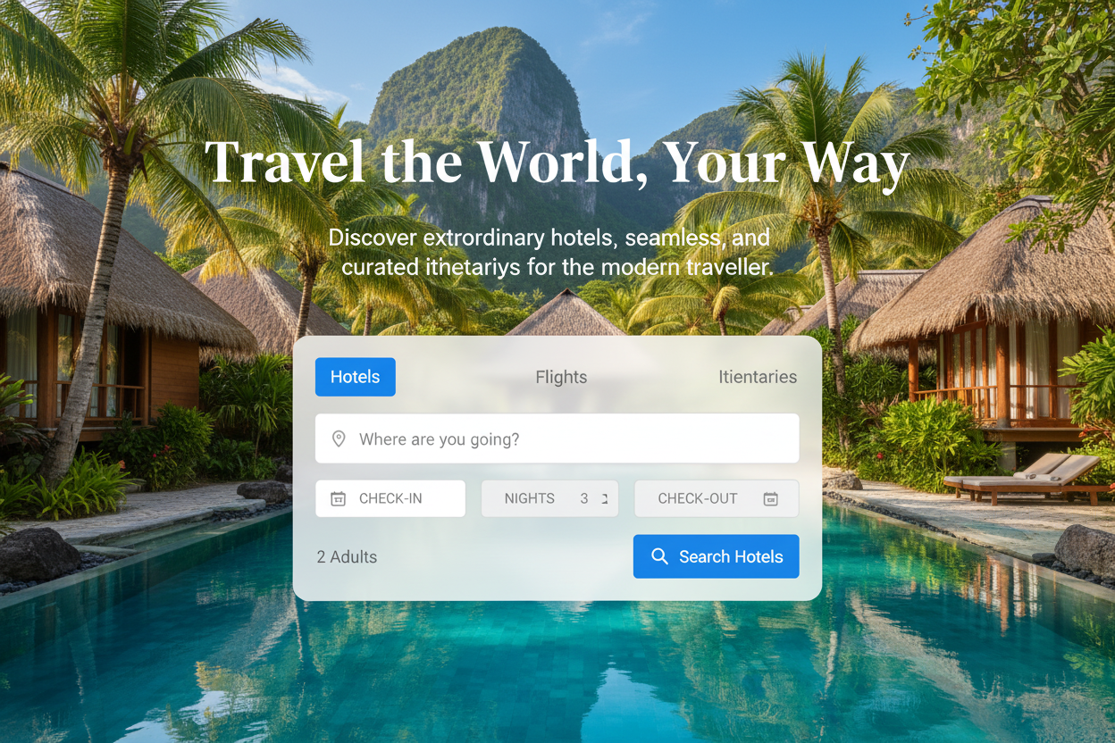 Travel Happy Hero with Search Widget